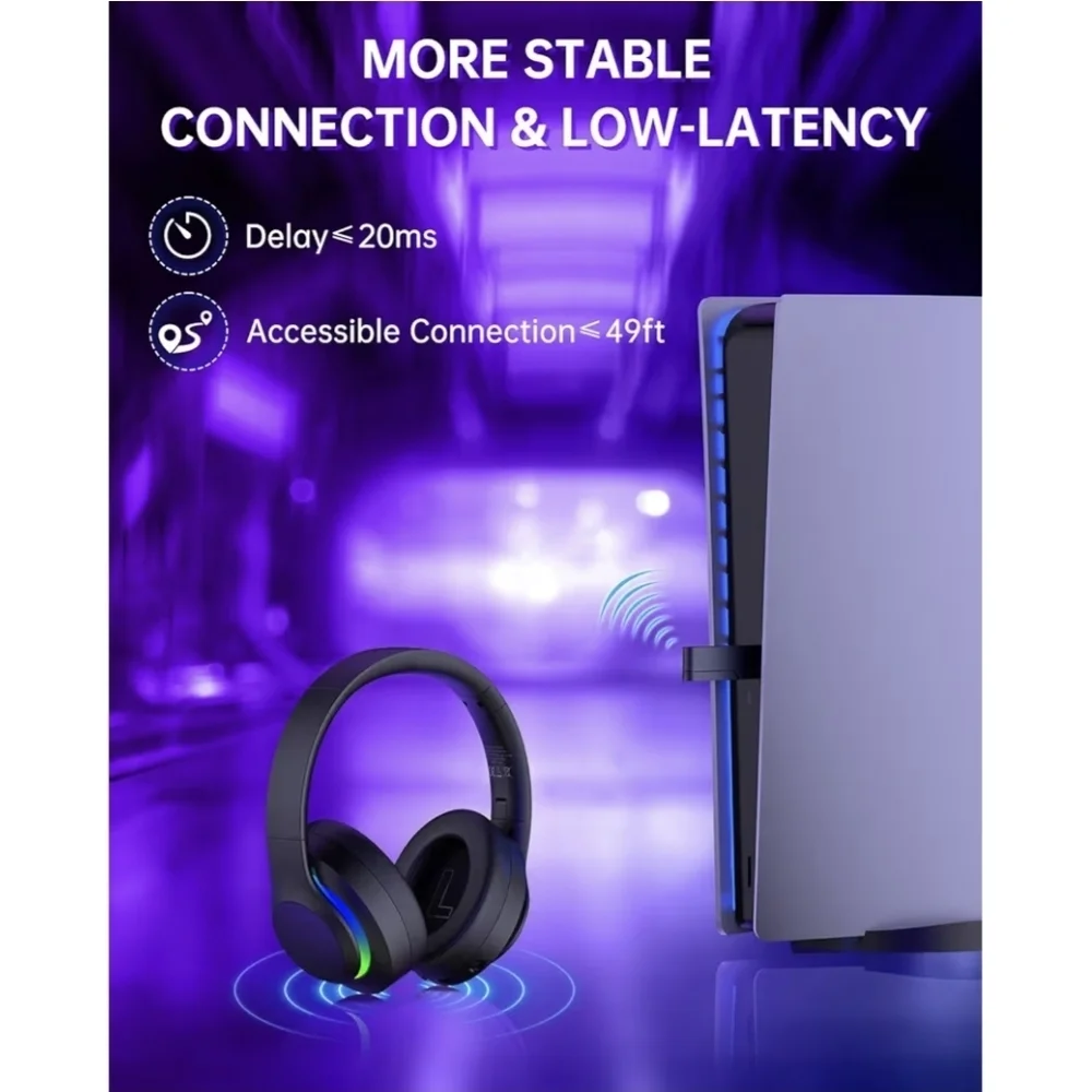 Sleek Black and Purple Wireless Gaming Headset